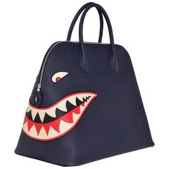 Hermes Limited Edition Shark Bolide 45  Handbag Bleu INDIGO UNISEX   NEW 