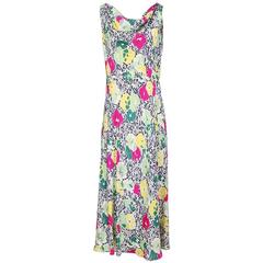 Floral Print Silk Dress circa 1940s