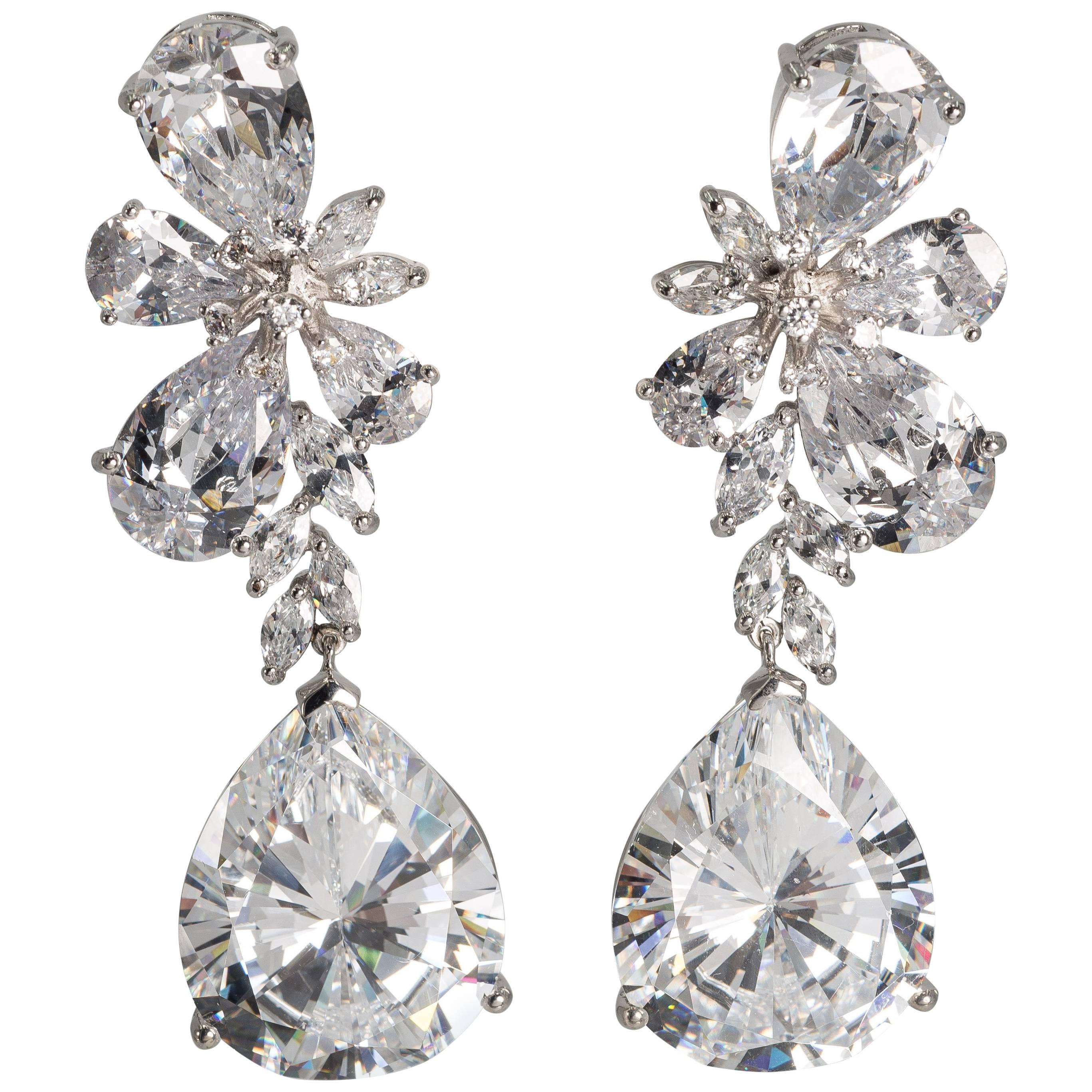 Magnificent Costume Jewelry Large Diamond Earrings
