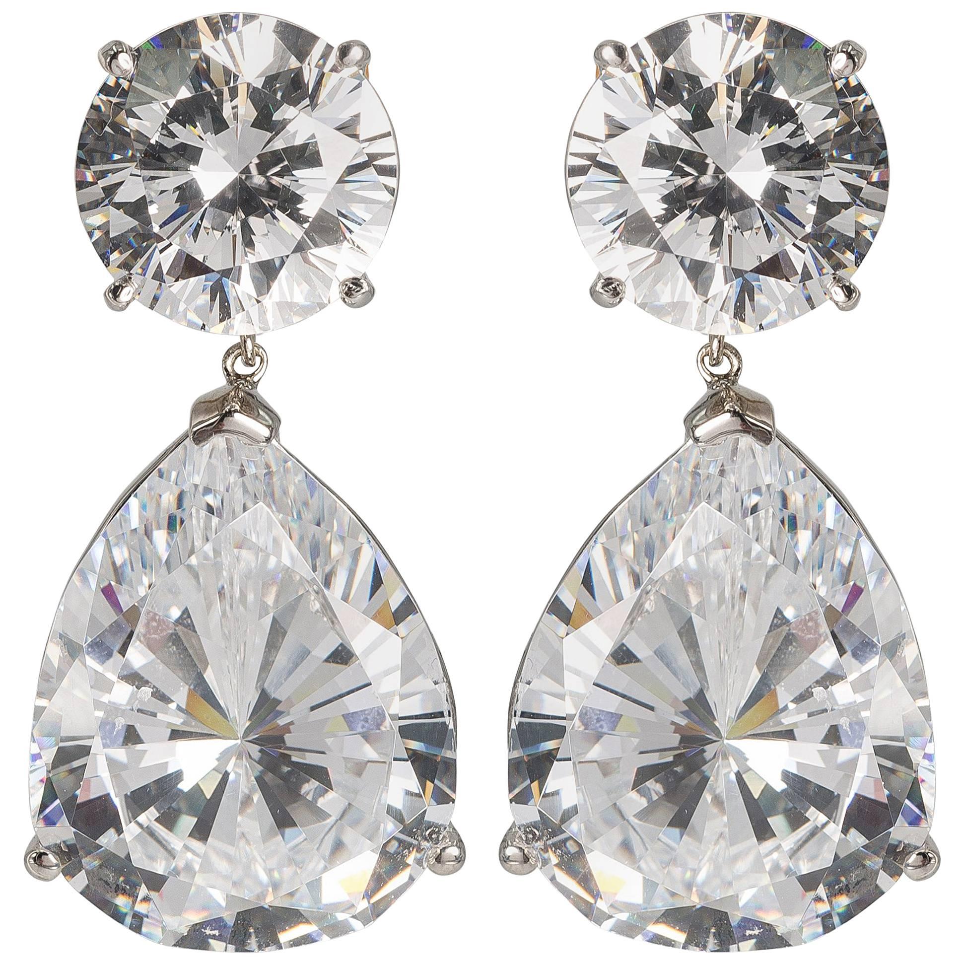 Magnificent Costume Jewelry Large Cubic Zirconia Faux Diamond Earrings 