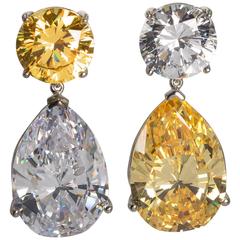 Important GIA Report Top Quality CZ White And Yellow Cubic Zirconia Earrings 12
