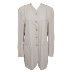ESCADA Blazer Jacket Beige Long Sleeve Button Down Collarless Buttons M