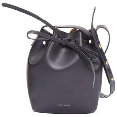 MANSUR GAVRIEL 2015 black smooth leather gold studs mini bucket bag