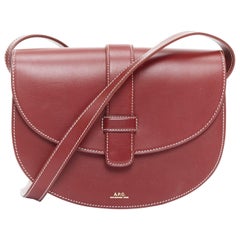 A.P.C. Eloise burgundy smooth leather saddle crossbody shoulder bag