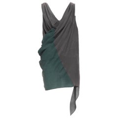 ALEXANDER WANG - Robe toge asymétrique drapée en cupro vert gris Sz2