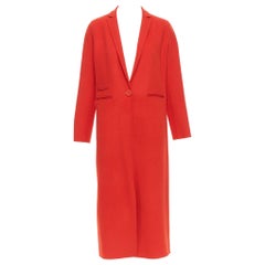 Maje rosso in misto lana con risvolto a punta e tasche, cappotto lungo FR36 XS