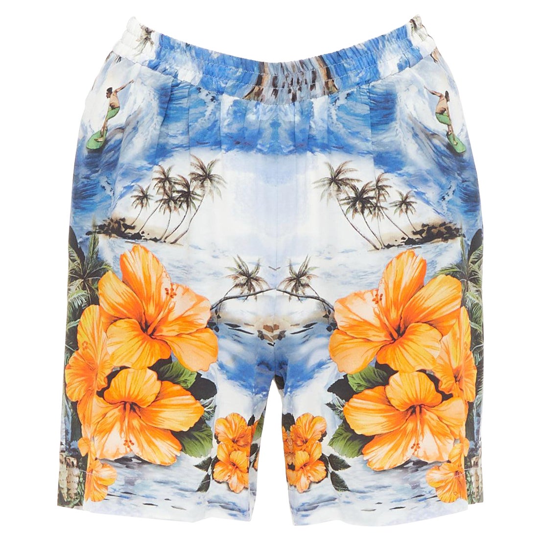 STELLA MCCARTNEY orange flower Hawaiian surfer print silk boxer shorts pant IT36 For Sale