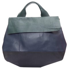 MARNI verde marino negro tricolor bolso de solapa satchel colorblock