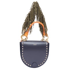 SACAI Herradura azul marino naranja flecos cuero colorblock sillín bolsa