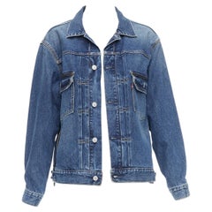 Sacai LEVIS giacca in denim boxy blu ricostruita con zip a taglio vivo S
