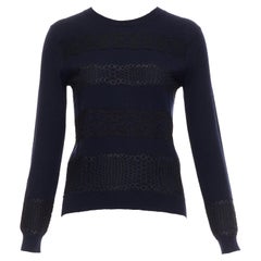 GIAMBATTISTA VALLI Pullover aus 100% Kaschmir navy schwarz mix Spitze  IT38 XXS