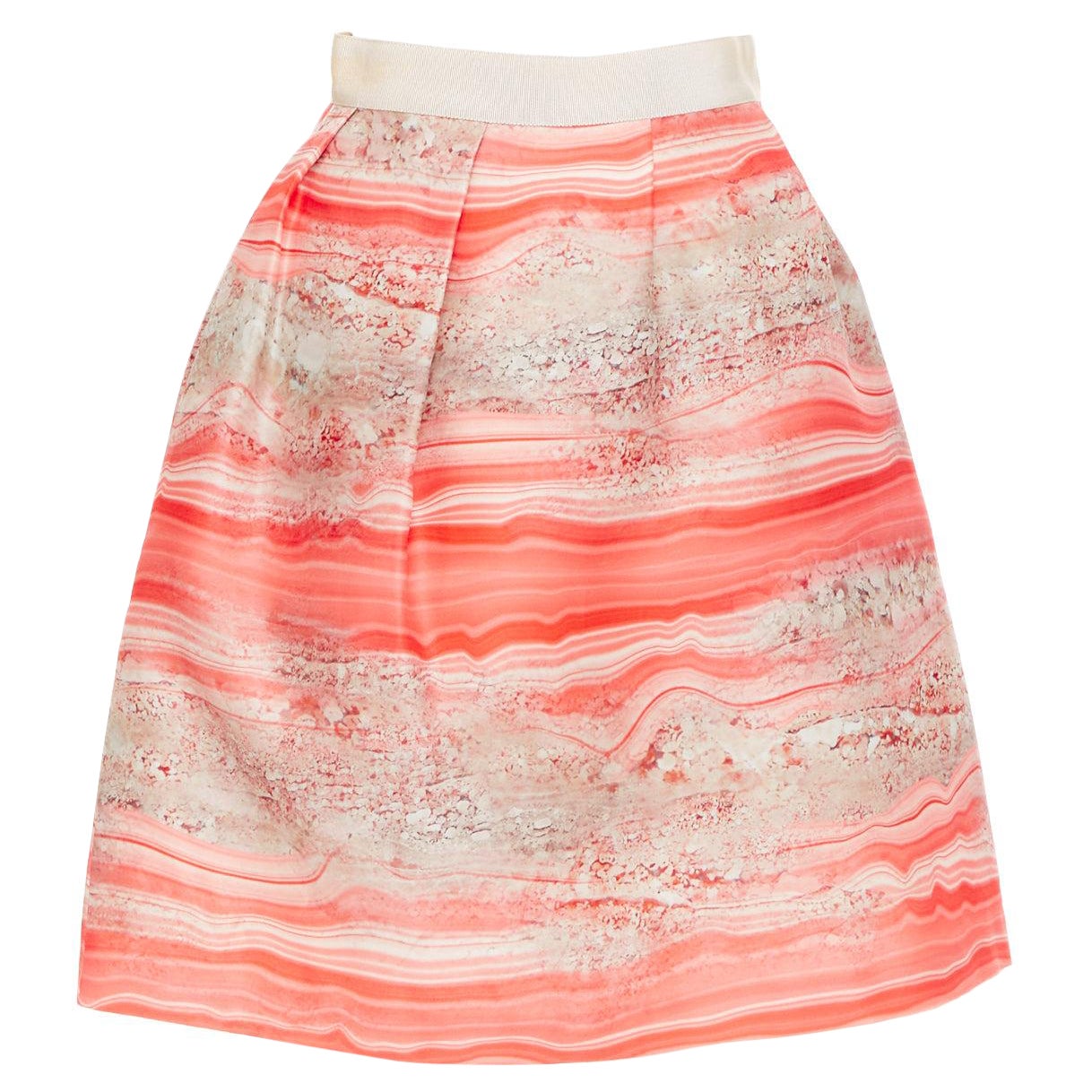Giambattista Valli 100% seta rosa grigio marmo stampa pietra Gonna Aline IT38 XXS