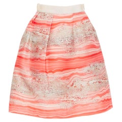 GIAMBATTISTA VALLI 100% silk pink grey marble stone print Aline skirt IT38 XXS