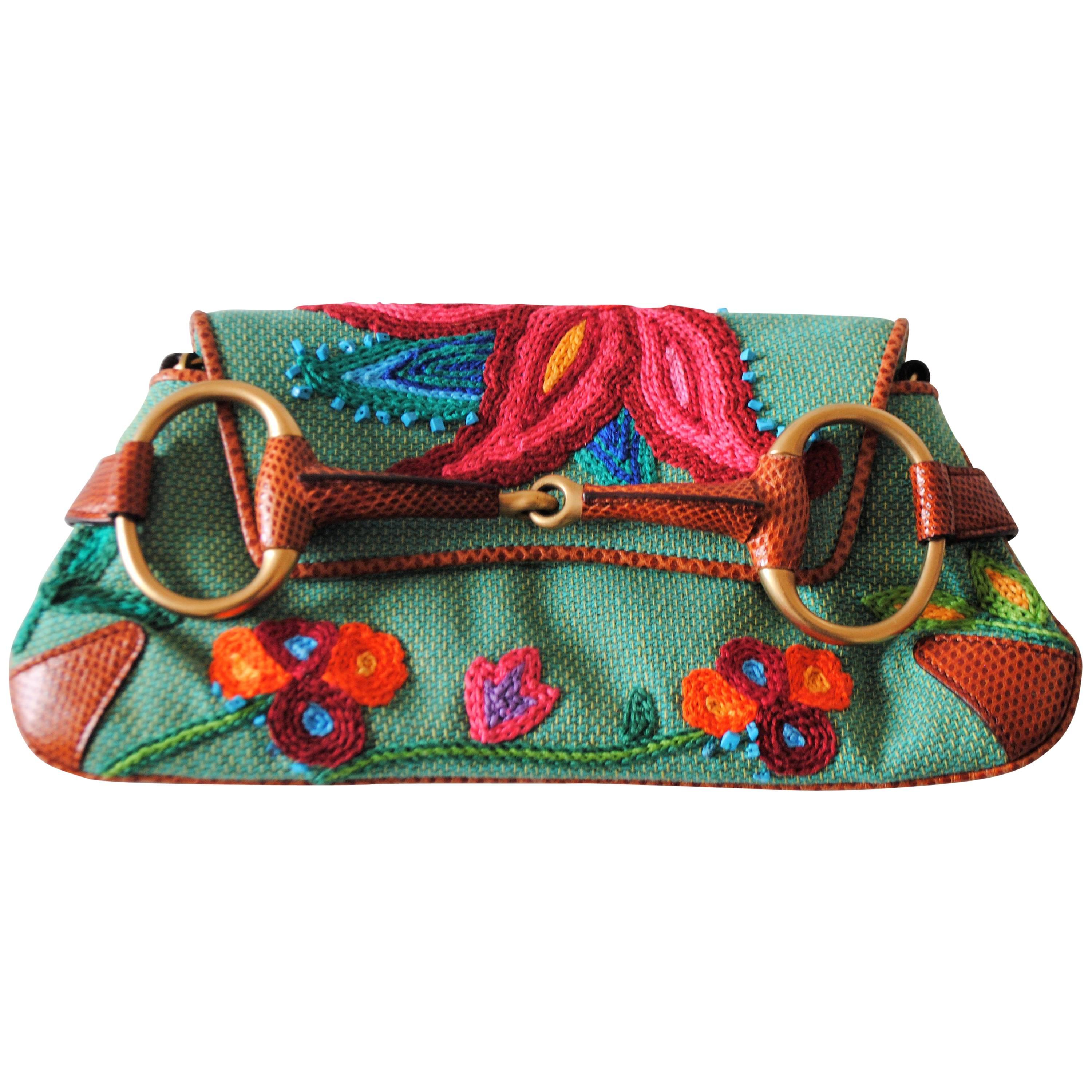 Gucci by Tom Ford Embroided horsebit bag