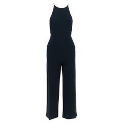 NARCISO RODRIGUEZ black side cut out halter neck wide jumpsuit IT38 XS