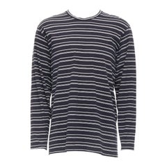 Yohji Yamamoto - Felpa a maniche lunghe a righe orizzontali bianche e nere M.