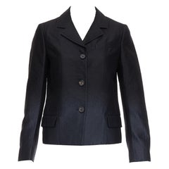 PRADA 2007 Giacca blazer vintage in lana nera degradata IT38 XS