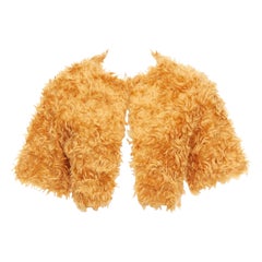 Prada 2007 Giacca cropped in mohair arancione con pelliccia di cotone IT38 XS
