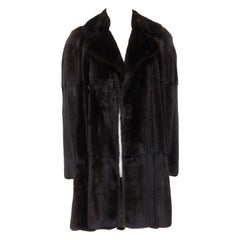 FENDI brown genuine fur Selleria double breasted belted coat IT48 M