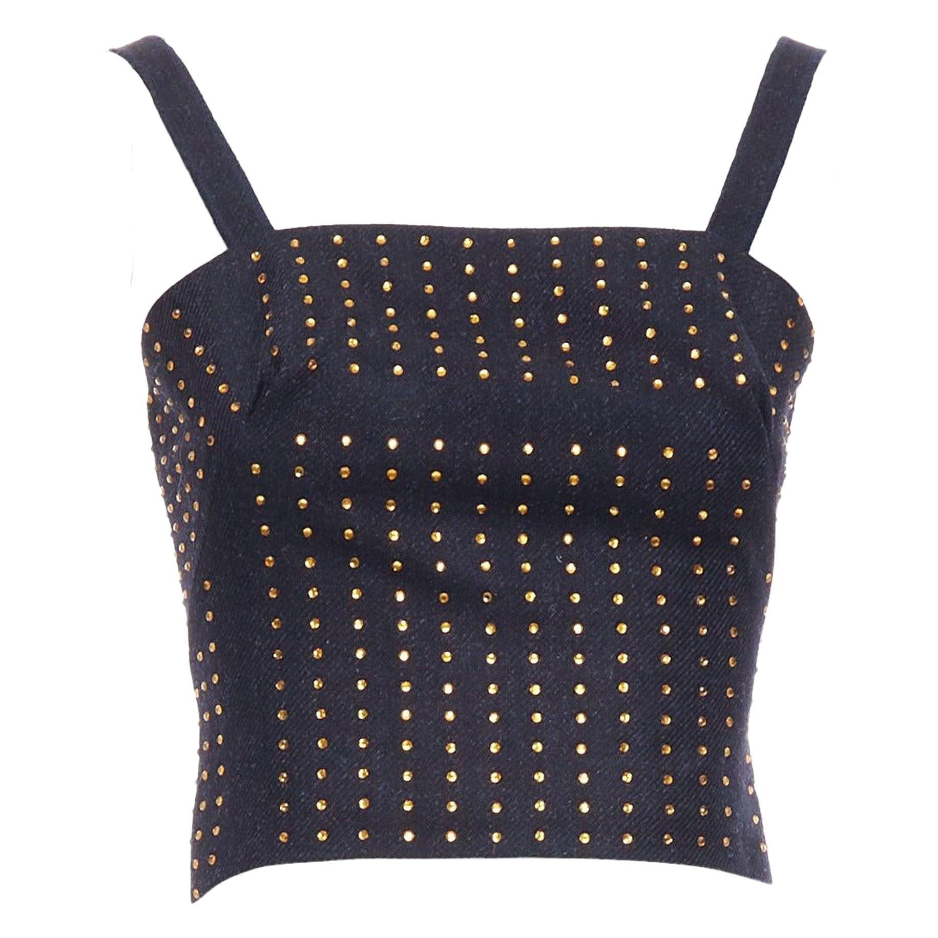 MIU MIU Vintage 1998 Runway laine polaire noir cristal bustier top IT38 XS