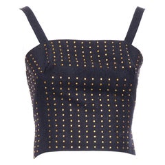 MIU MIU Vintage 1998 Runway laine polaire noir cristal bustier top IT38 XS