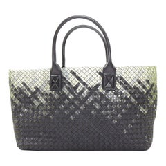 BOTTEGA VENETA Limited Cabat MM clear pvc black leather intrecciato tote bag