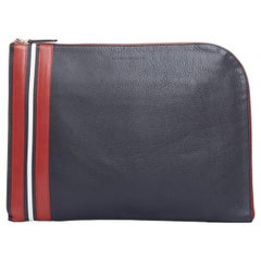 ALEXANDER MCQUEEN schwarz-rot gestreifte Leder-Portfolio-Clutch-Tasche