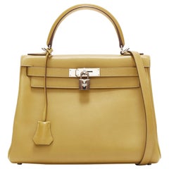 Hermès Kelly 28 Cumin Swift PHW turnlock crossbody top handle bag