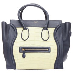 CELINE Phoebe Philo Medium Luggage borsa crema nera in rilievo