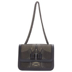 CHRISTIAN LOUBOUTIN Sweet Charity bolso bandolera con solapa de corte láser y purpurina en oro negro