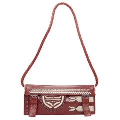 YVES SAINT LAURENT Tom Ford Vintage red calfskin woven applique shoulder bag