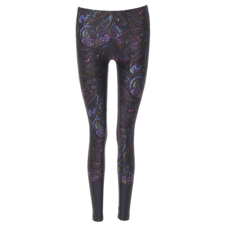 LOUIS VUITTON 2019 Schwarz-Blaues stretchiges Legging mit Paisleymuster FR34 XS selten im Angebot