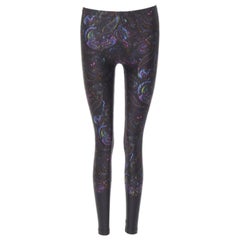 LOUIS VUITTON 2019 nero blu stampa paisley legging elasticizzato FR34 XS raro