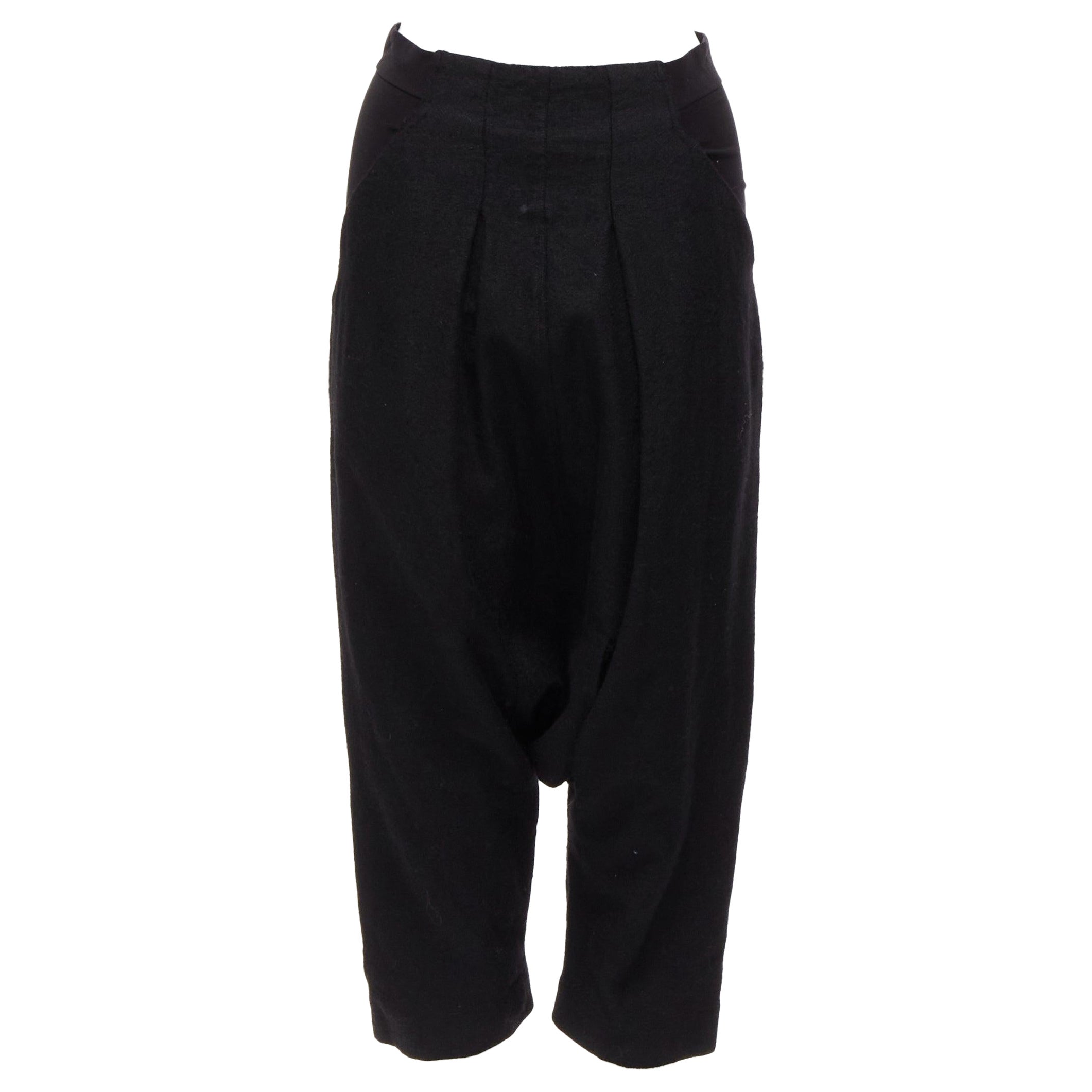 RICK OWENS 2017 Glitter negro lana de alpaca bebé pantalones de entrepierna Pods IT38 M