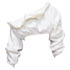 Ellery Third Degree, crop top asimmetrico in cotone bianco increspato US4 S