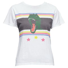 SAINT LAURENT 2016 T Rex Dino Vintage gewaschen Druck weißes T-Shirt XS