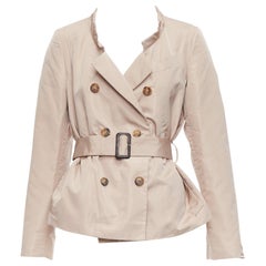 Prada 2007 in misto seta, giacca trench doppiopetto con cintura IT38 XS