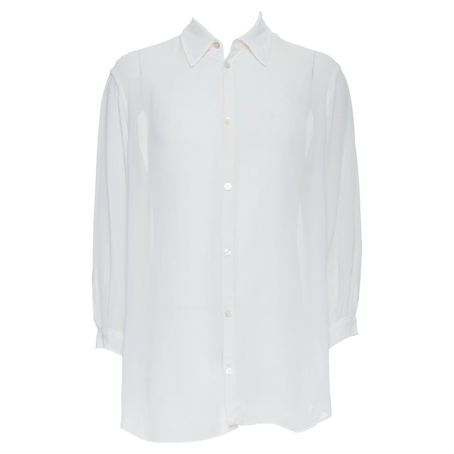 YOHJI YAMAMOTO Y's Camisa de manga corta de seda blanca drapeada M