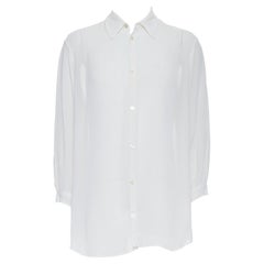 YOHJI YAMAMOTO Y's white silky drape crop sleeve shirt M