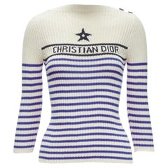 CHRISTIAN DIOR 2022 Mariniere Blaues gestreiftes Oberteil mit nautischem Seemannsstreifen FR34