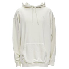 BALENCIAGA Demna 2021 coton écru broderie logo sweat à capuche surdimensionné L