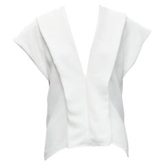 MATICEVSKI 2020 Lastingly Blouse white crepe origami pleat zip back vest AUS8 M