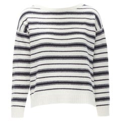 Christian Dior 100% cashmere, maglione a righe nautiche con ricamo ape FR36 S