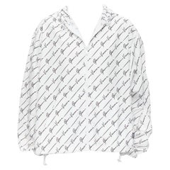 VERSACE Gianni Versace Chaqueta cortavientos con capucha de nailon blanco y negro IT50 L