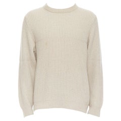 ERMENEGILDO ZEGNA Pure Casshmere beige panelled rib sweater EU48 M