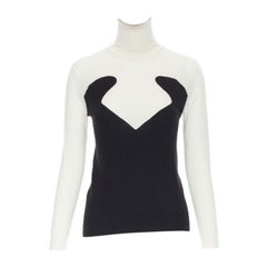 STELLA MCCARTNEY Wolle Kaschmir Schwarz Weiß Illusion Rollkragenpullover IT36 XS