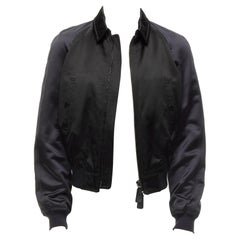 BURBERRY PRORSUM cazadora bomber raglán de raso negro marino IT46 S
