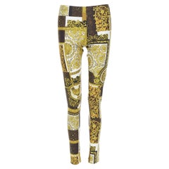 Versace Barocco imprimé noir or marron legging stretch IT40 S