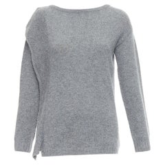 PRADA 2016 pull asymétrique à panneaux latéraux en laine grise et cachemire IT38 XS