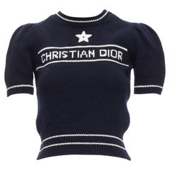 CHRISTIAN DIOR 2022 100 % cachemire blanc à manches bouffantes FR34 XXS